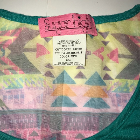 Sugar High Teal / Multi Color Elephant Tee - Picture 5 of 6